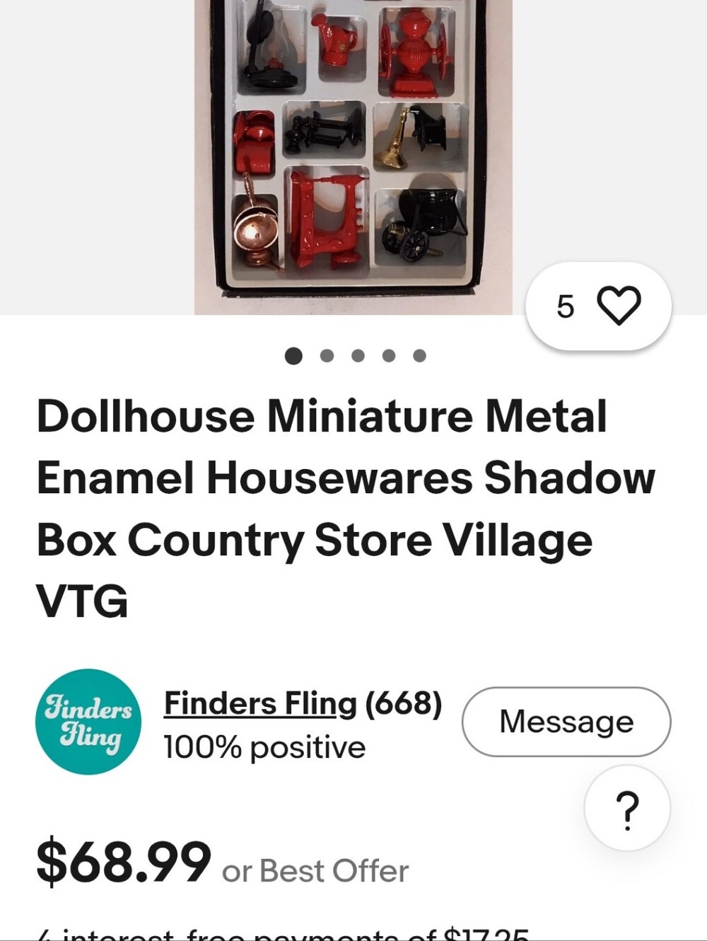 Metal miniture doll house item's
